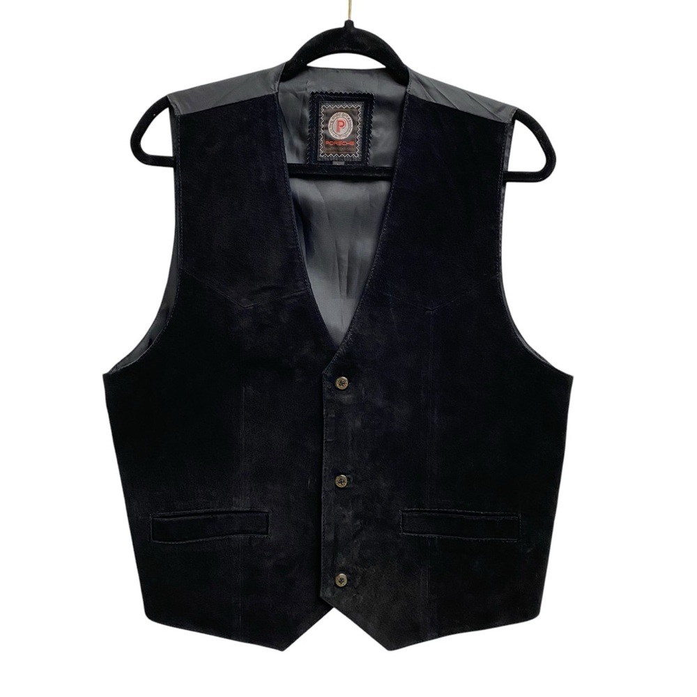 Vintage 1998 Porsche Suede Leather Black Vest